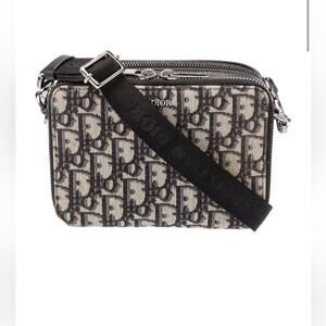 Dior Black and Gray Monogram Shoulder Bag